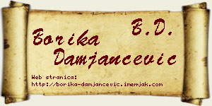 Borika Damjančević vizit kartica